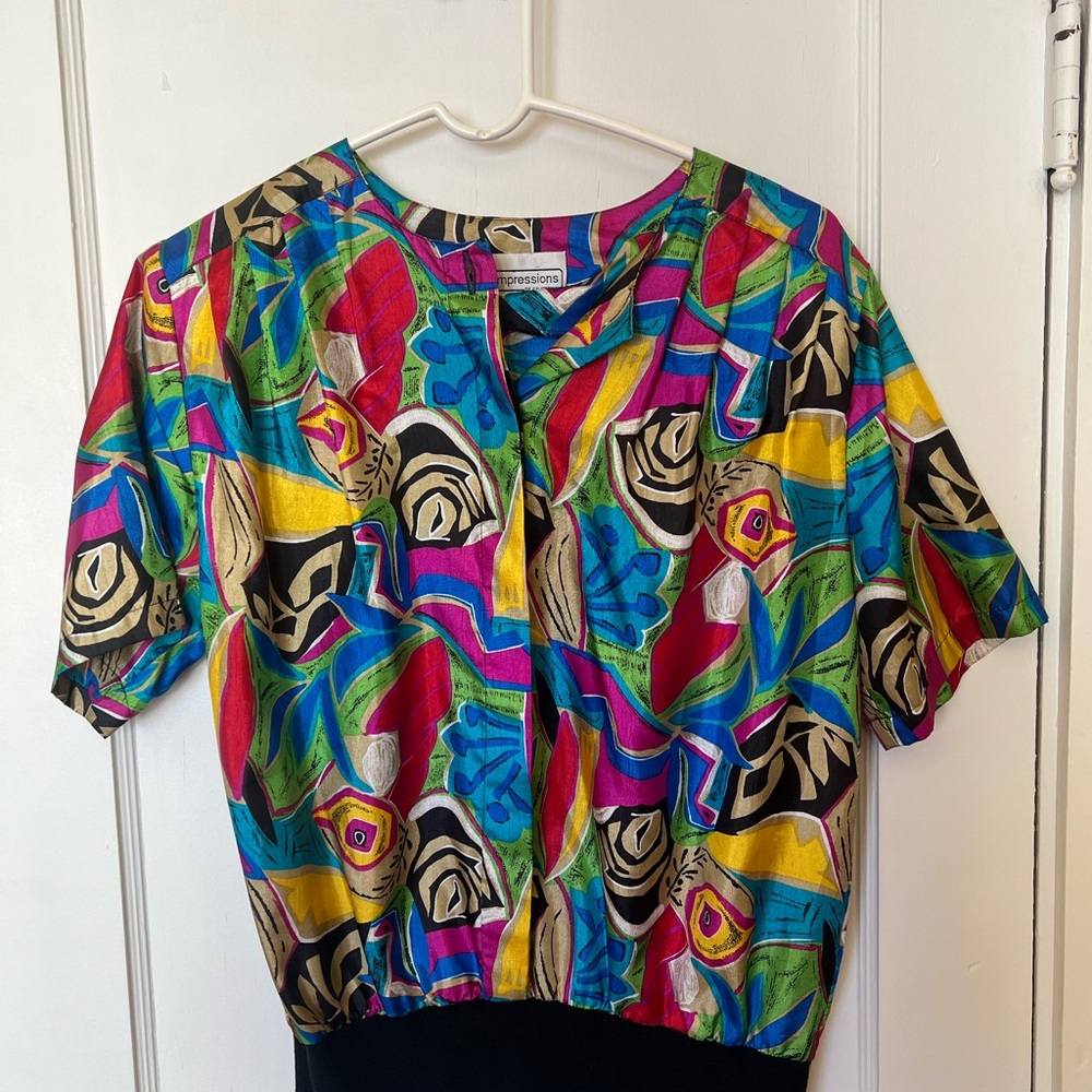 Impressions Colorful Abstract Women's Blouse